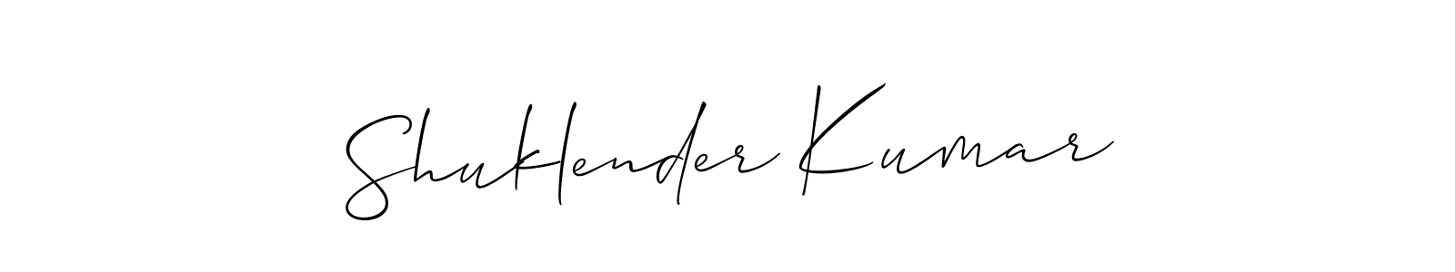 Make a beautiful signature design for name Shuklender Kumar. With this signature (Allison_Script) style, you can create a handwritten signature for free. Shuklender Kumar signature style 2 images and pictures png