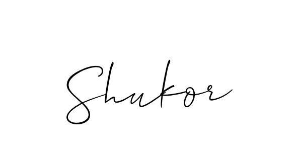 Design your own signature with our free online signature maker. With this signature software, you can create a handwritten (Allison_Script) signature for name Shukor. Shukor signature style 2 images and pictures png