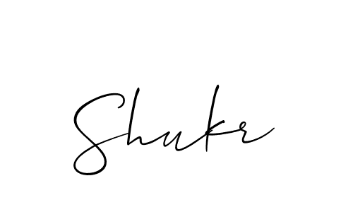 Design your own signature with our free online signature maker. With this signature software, you can create a handwritten (Allison_Script) signature for name Shukr. Shukr signature style 2 images and pictures png