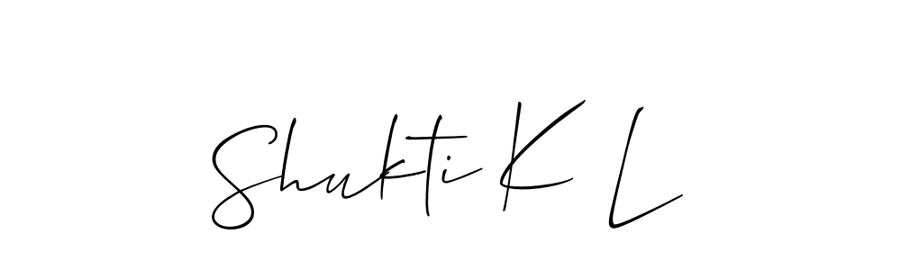 It looks lik you need a new signature style for name Shukti K L. Design unique handwritten (Allison_Script) signature with our free signature maker in just a few clicks. Shukti K L signature style 2 images and pictures png