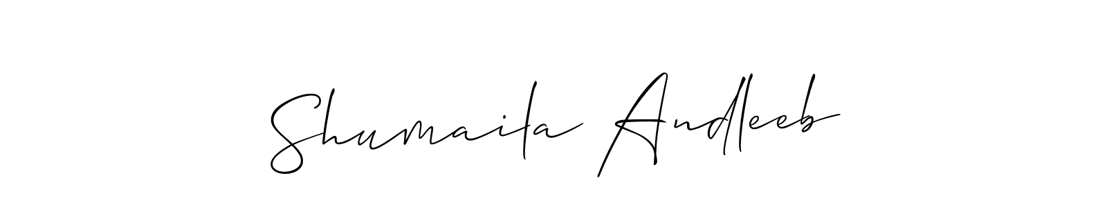 How to make Shumaila Andleeb name signature. Use Allison_Script style for creating short signs online. This is the latest handwritten sign. Shumaila Andleeb signature style 2 images and pictures png