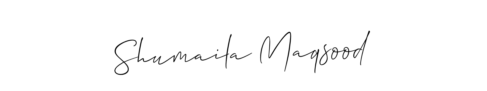 Use a signature maker to create a handwritten signature online. With this signature software, you can design (Allison_Script) your own signature for name Shumaila Maqsood. Shumaila Maqsood signature style 2 images and pictures png