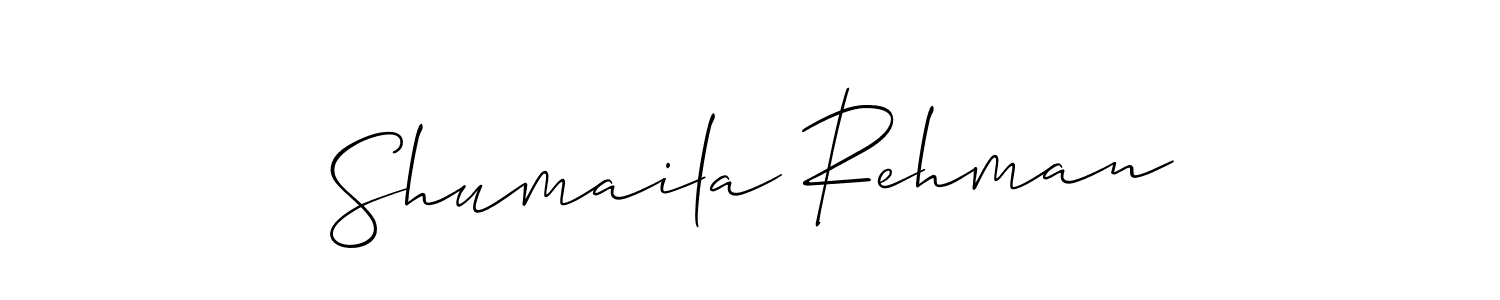 Make a beautiful signature design for name Shumaila Rehman. With this signature (Allison_Script) style, you can create a handwritten signature for free. Shumaila Rehman signature style 2 images and pictures png