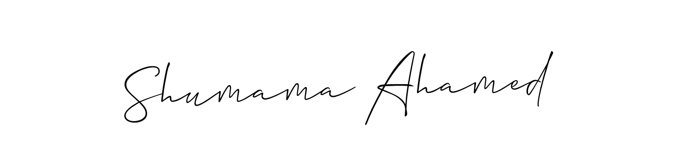 Also we have Shumama Ahamed name is the best signature style. Create professional handwritten signature collection using Allison_Script autograph style. Shumama Ahamed signature style 2 images and pictures png