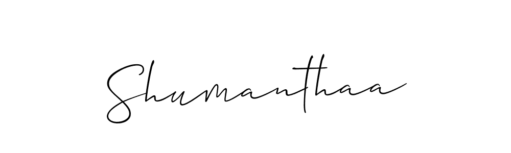 The best way (Allison_Script) to make a short signature is to pick only two or three words in your name. The name Shumanthaa include a total of six letters. For converting this name. Shumanthaa signature style 2 images and pictures png