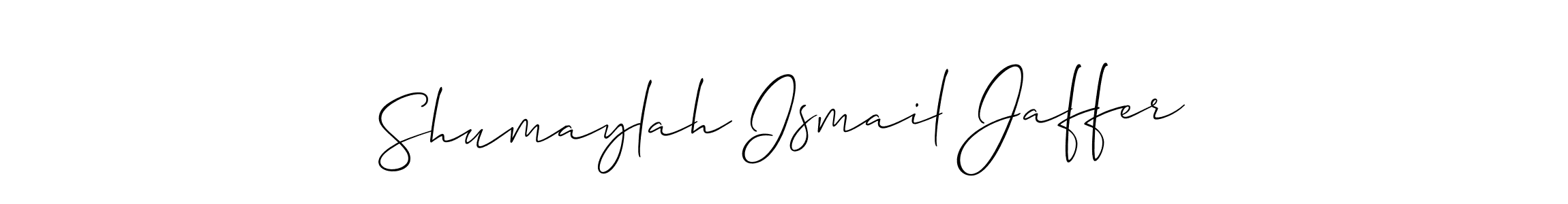 Design your own signature with our free online signature maker. With this signature software, you can create a handwritten (Allison_Script) signature for name Shumaylah Ismail Jaffer. Shumaylah Ismail Jaffer signature style 2 images and pictures png