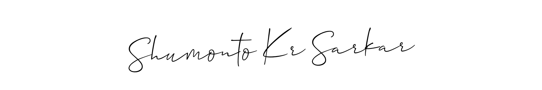 Make a beautiful signature design for name Shumonto Kr Sarkar. With this signature (Allison_Script) style, you can create a handwritten signature for free. Shumonto Kr Sarkar signature style 2 images and pictures png