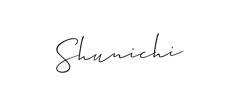 Design your own signature with our free online signature maker. With this signature software, you can create a handwritten (Allison_Script) signature for name Shunichi. Shunichi signature style 2 images and pictures png