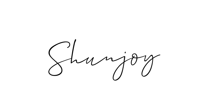 You should practise on your own different ways (Allison_Script) to write your name (Shunjoy) in signature. don't let someone else do it for you. Shunjoy signature style 2 images and pictures png