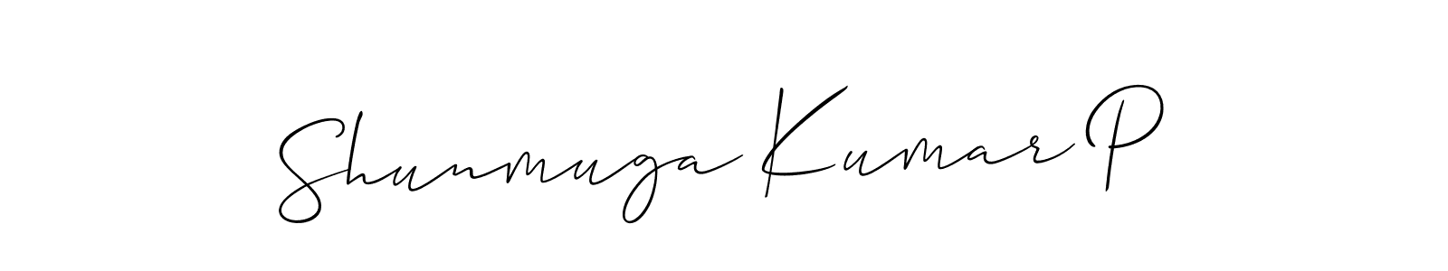The best way (Allison_Script) to make a short signature is to pick only two or three words in your name. The name Shunmuga Kumar P include a total of six letters. For converting this name. Shunmuga Kumar P signature style 2 images and pictures png