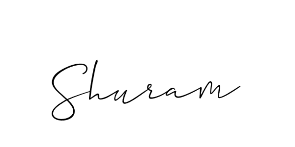 Use a signature maker to create a handwritten signature online. With this signature software, you can design (Allison_Script) your own signature for name Shuram. Shuram signature style 2 images and pictures png