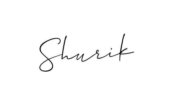 Use a signature maker to create a handwritten signature online. With this signature software, you can design (Allison_Script) your own signature for name Shurik. Shurik signature style 2 images and pictures png