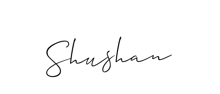 Use a signature maker to create a handwritten signature online. With this signature software, you can design (Allison_Script) your own signature for name Shushan. Shushan signature style 2 images and pictures png