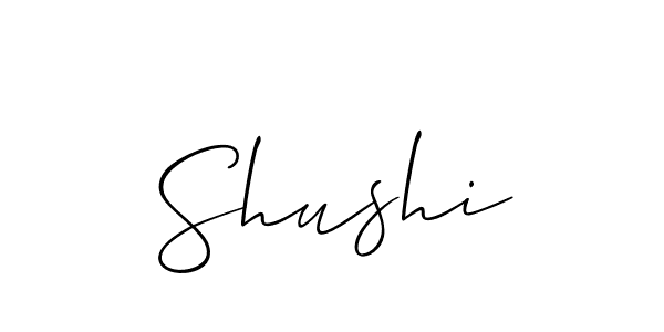 Design your own signature with our free online signature maker. With this signature software, you can create a handwritten (Allison_Script) signature for name Shushi. Shushi signature style 2 images and pictures png