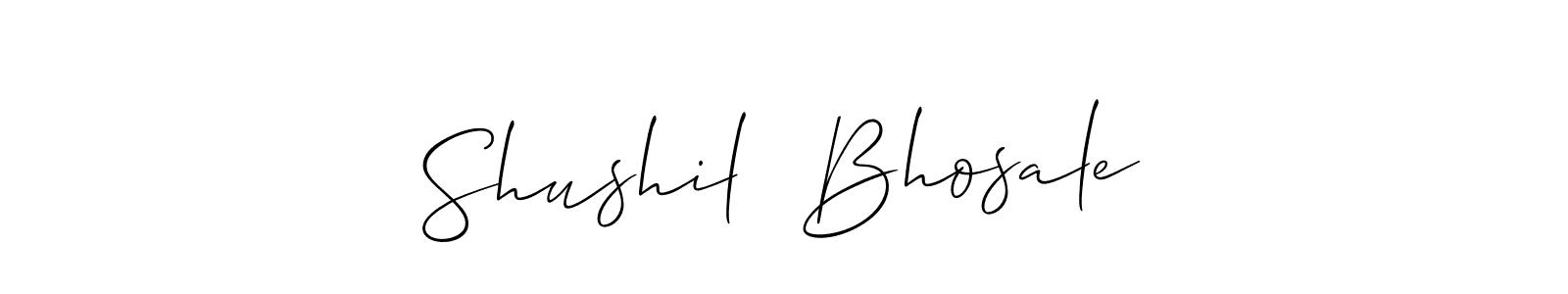 Allison_Script is a professional signature style that is perfect for those who want to add a touch of class to their signature. It is also a great choice for those who want to make their signature more unique. Get Shushil  Bhosale name to fancy signature for free. Shushil  Bhosale signature style 2 images and pictures png