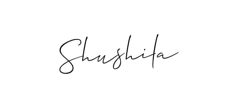 Design your own signature with our free online signature maker. With this signature software, you can create a handwritten (Allison_Script) signature for name Shushila. Shushila signature style 2 images and pictures png