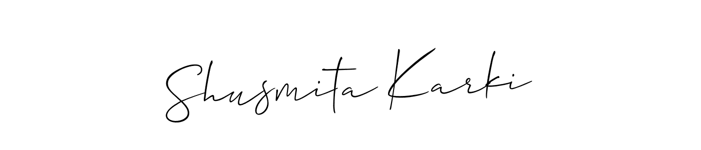 Design your own signature with our free online signature maker. With this signature software, you can create a handwritten (Allison_Script) signature for name Shusmita Karki. Shusmita Karki signature style 2 images and pictures png