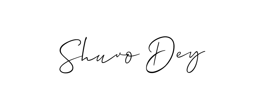 You should practise on your own different ways (Allison_Script) to write your name (Shuvo Dey) in signature. don't let someone else do it for you. Shuvo Dey signature style 2 images and pictures png