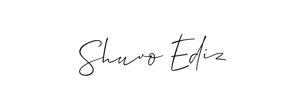 Make a beautiful signature design for name Shuvo Ediz. With this signature (Allison_Script) style, you can create a handwritten signature for free. Shuvo Ediz signature style 2 images and pictures png