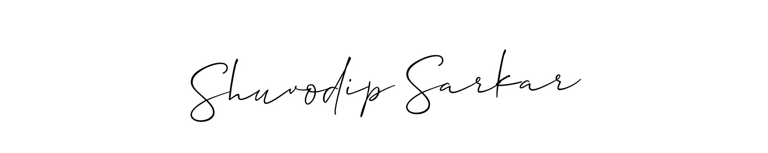 Allison_Script is a professional signature style that is perfect for those who want to add a touch of class to their signature. It is also a great choice for those who want to make their signature more unique. Get Shuvodip Sarkar name to fancy signature for free. Shuvodip Sarkar signature style 2 images and pictures png