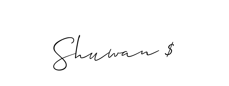 Use a signature maker to create a handwritten signature online. With this signature software, you can design (Allison_Script) your own signature for name Shuwan $. Shuwan $ signature style 2 images and pictures png