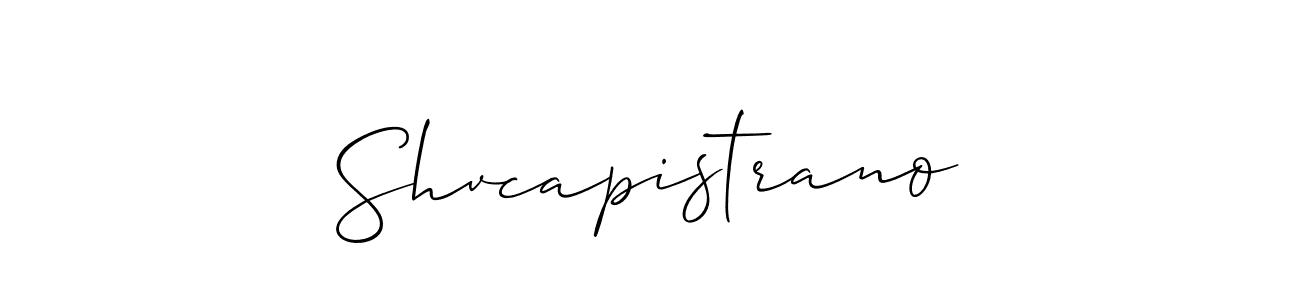 Use a signature maker to create a handwritten signature online. With this signature software, you can design (Allison_Script) your own signature for name Shvcapistrano. Shvcapistrano signature style 2 images and pictures png