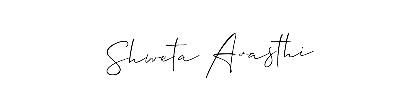 The best way (Allison_Script) to make a short signature is to pick only two or three words in your name. The name Shweta Avasthi include a total of six letters. For converting this name. Shweta Avasthi signature style 2 images and pictures png