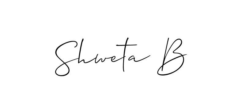 Use a signature maker to create a handwritten signature online. With this signature software, you can design (Allison_Script) your own signature for name Shweta B. Shweta B signature style 2 images and pictures png