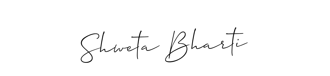 The best way (Allison_Script) to make a short signature is to pick only two or three words in your name. The name Shweta Bharti include a total of six letters. For converting this name. Shweta Bharti signature style 2 images and pictures png