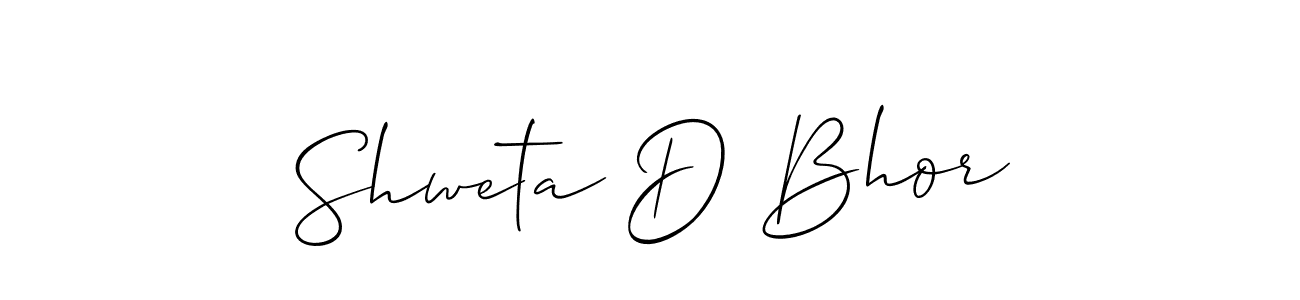 How to make Shweta D Bhor name signature. Use Allison_Script style for creating short signs online. This is the latest handwritten sign. Shweta D Bhor signature style 2 images and pictures png