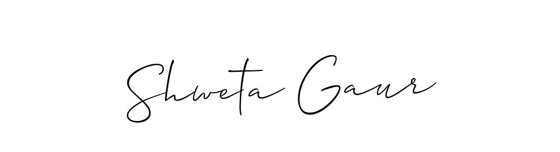 How to make Shweta Gaur name signature. Use Allison_Script style for creating short signs online. This is the latest handwritten sign. Shweta Gaur signature style 2 images and pictures png