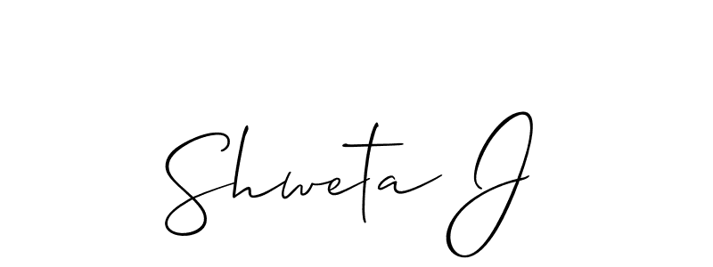 Also You can easily find your signature by using the search form. We will create Shweta J name handwritten signature images for you free of cost using Allison_Script sign style. Shweta J signature style 2 images and pictures png