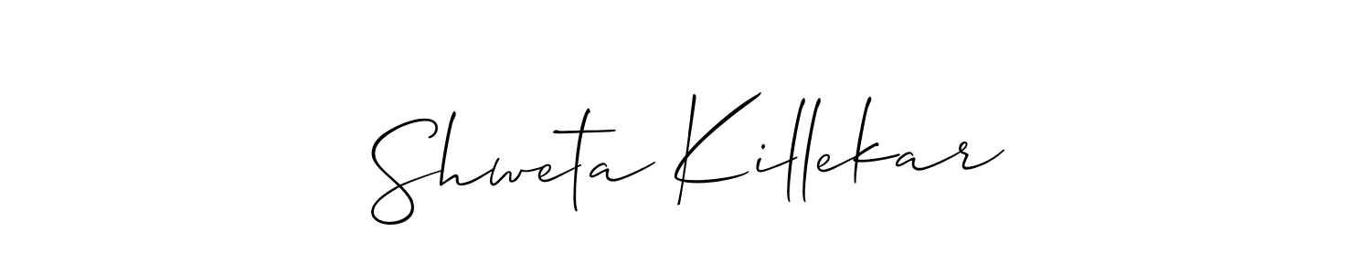 The best way (Allison_Script) to make a short signature is to pick only two or three words in your name. The name Shweta Killekar include a total of six letters. For converting this name. Shweta Killekar signature style 2 images and pictures png