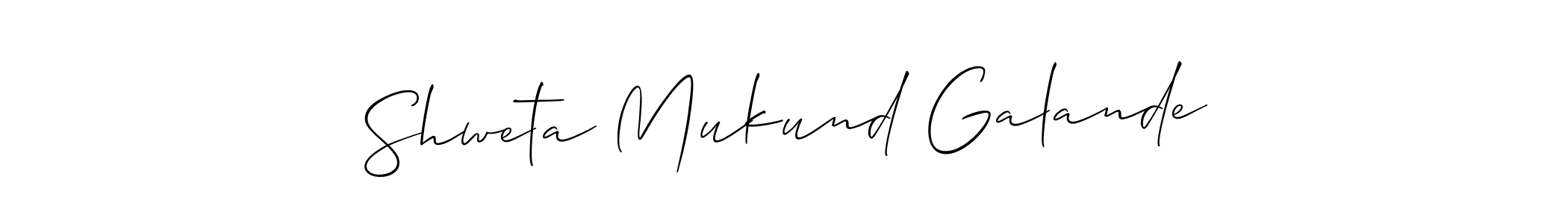 How to make Shweta Mukund Galande name signature. Use Allison_Script style for creating short signs online. This is the latest handwritten sign. Shweta Mukund Galande signature style 2 images and pictures png