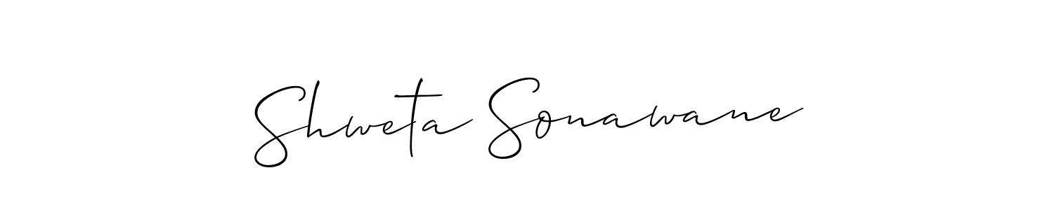 The best way (Allison_Script) to make a short signature is to pick only two or three words in your name. The name Shweta Sonawane include a total of six letters. For converting this name. Shweta Sonawane signature style 2 images and pictures png