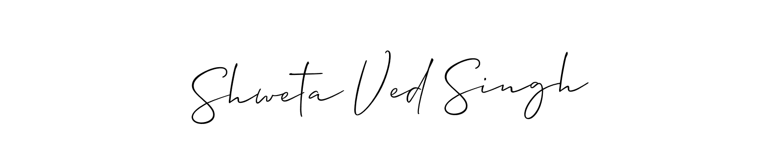 if you are searching for the best signature style for your name Shweta Ved Singh. so please give up your signature search. here we have designed multiple signature styles  using Allison_Script. Shweta Ved Singh signature style 2 images and pictures png