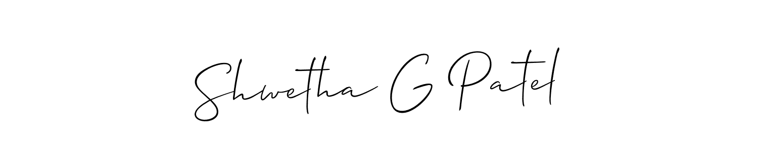 Make a beautiful signature design for name Shwetha G Patel. With this signature (Allison_Script) style, you can create a handwritten signature for free. Shwetha G Patel signature style 2 images and pictures png