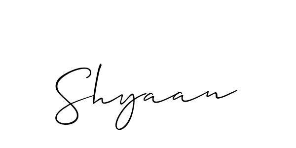 Make a beautiful signature design for name Shyaan. With this signature (Allison_Script) style, you can create a handwritten signature for free. Shyaan signature style 2 images and pictures png