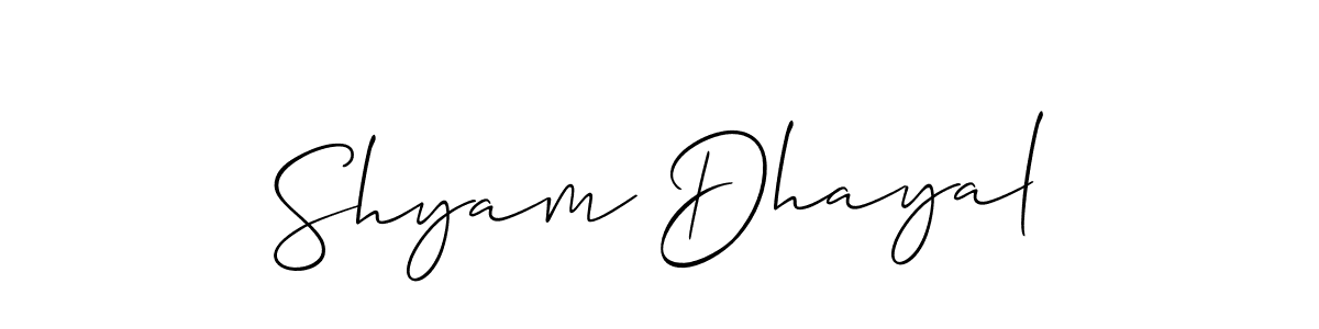 Also You can easily find your signature by using the search form. We will create Shyam Dhayal name handwritten signature images for you free of cost using Allison_Script sign style. Shyam Dhayal signature style 2 images and pictures png