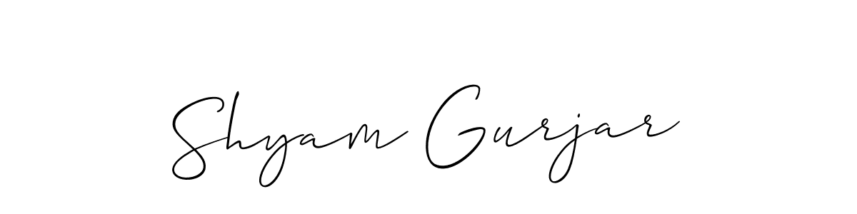 Make a beautiful signature design for name Shyam Gurjar. With this signature (Allison_Script) style, you can create a handwritten signature for free. Shyam Gurjar signature style 2 images and pictures png