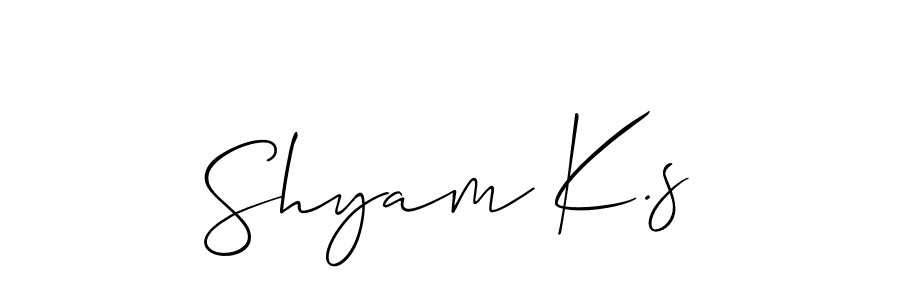 Create a beautiful signature design for name Shyam K.s. With this signature (Allison_Script) fonts, you can make a handwritten signature for free. Shyam K.s signature style 2 images and pictures png