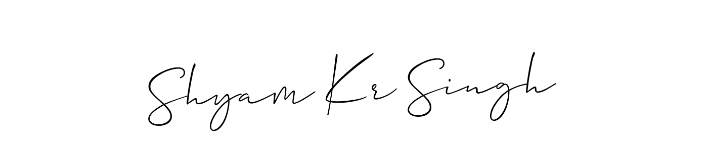 This is the best signature style for the Shyam Kr Singh name. Also you like these signature font (Allison_Script). Mix name signature. Shyam Kr Singh signature style 2 images and pictures png