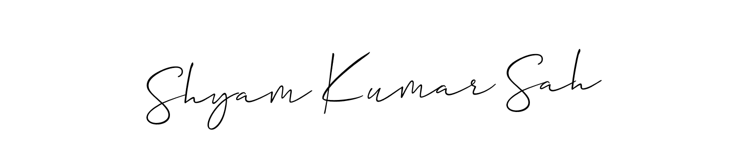 The best way (Allison_Script) to make a short signature is to pick only two or three words in your name. The name Shyam Kumar Sah include a total of six letters. For converting this name. Shyam Kumar Sah signature style 2 images and pictures png