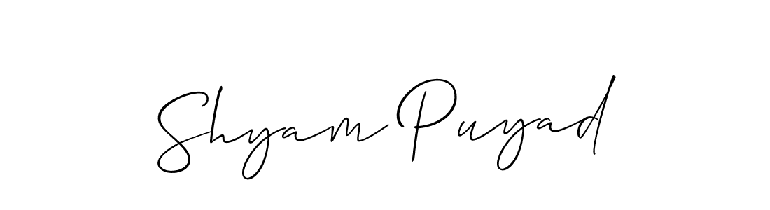 How to make Shyam Puyad name signature. Use Allison_Script style for creating short signs online. This is the latest handwritten sign. Shyam Puyad signature style 2 images and pictures png