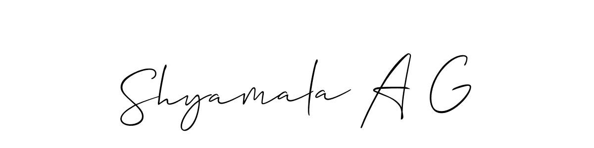 See photos of Shyamala A G official signature by Spectra . Check more albums & portfolios. Read reviews & check more about Allison_Script font. Shyamala A G signature style 2 images and pictures png