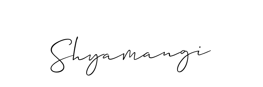 Use a signature maker to create a handwritten signature online. With this signature software, you can design (Allison_Script) your own signature for name Shyamangi. Shyamangi signature style 2 images and pictures png