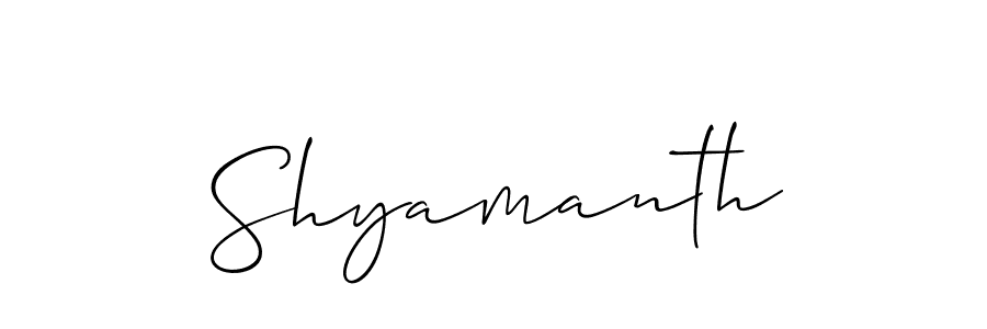 Create a beautiful signature design for name Shyamanth. With this signature (Allison_Script) fonts, you can make a handwritten signature for free. Shyamanth signature style 2 images and pictures png