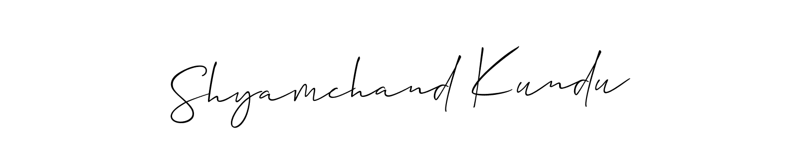Use a signature maker to create a handwritten signature online. With this signature software, you can design (Allison_Script) your own signature for name Shyamchand Kundu. Shyamchand Kundu signature style 2 images and pictures png