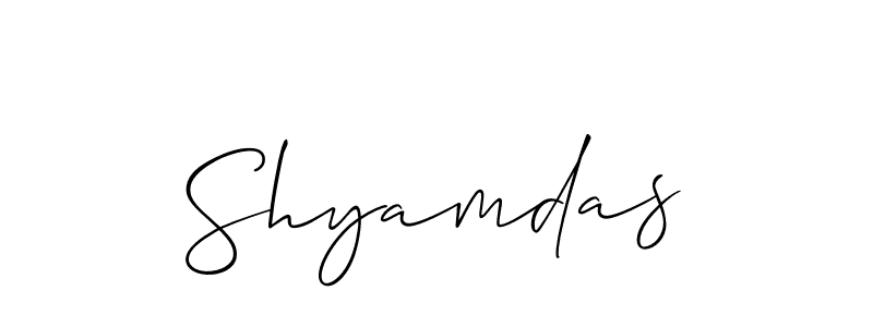 Use a signature maker to create a handwritten signature online. With this signature software, you can design (Allison_Script) your own signature for name Shyamdas. Shyamdas signature style 2 images and pictures png
