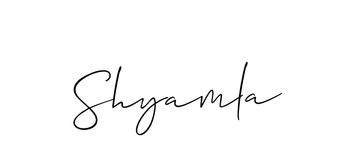 Use a signature maker to create a handwritten signature online. With this signature software, you can design (Allison_Script) your own signature for name Shyamla. Shyamla signature style 2 images and pictures png